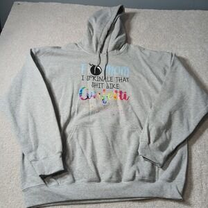 Unisex Xlarge Gray Hoodie, F-Bomb Mom Sprinkle Like Confetti NWOT